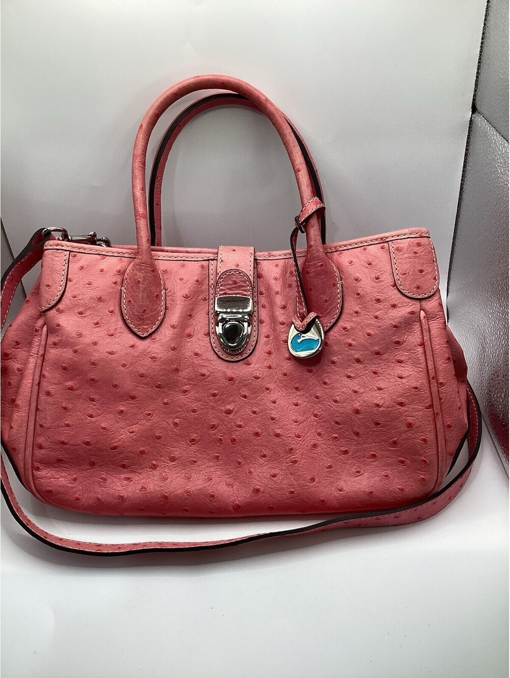 DOONEY & BOURKE Pink Ostrich Leather Tote ~ Y2K